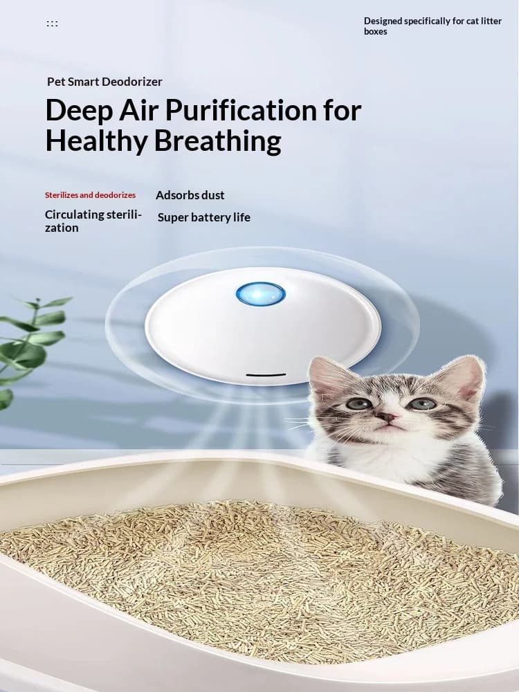 Deodorante e Purificatore d'Aria Intelligente per Lettiera Gatto, Elimina Odori per Animali Domestici