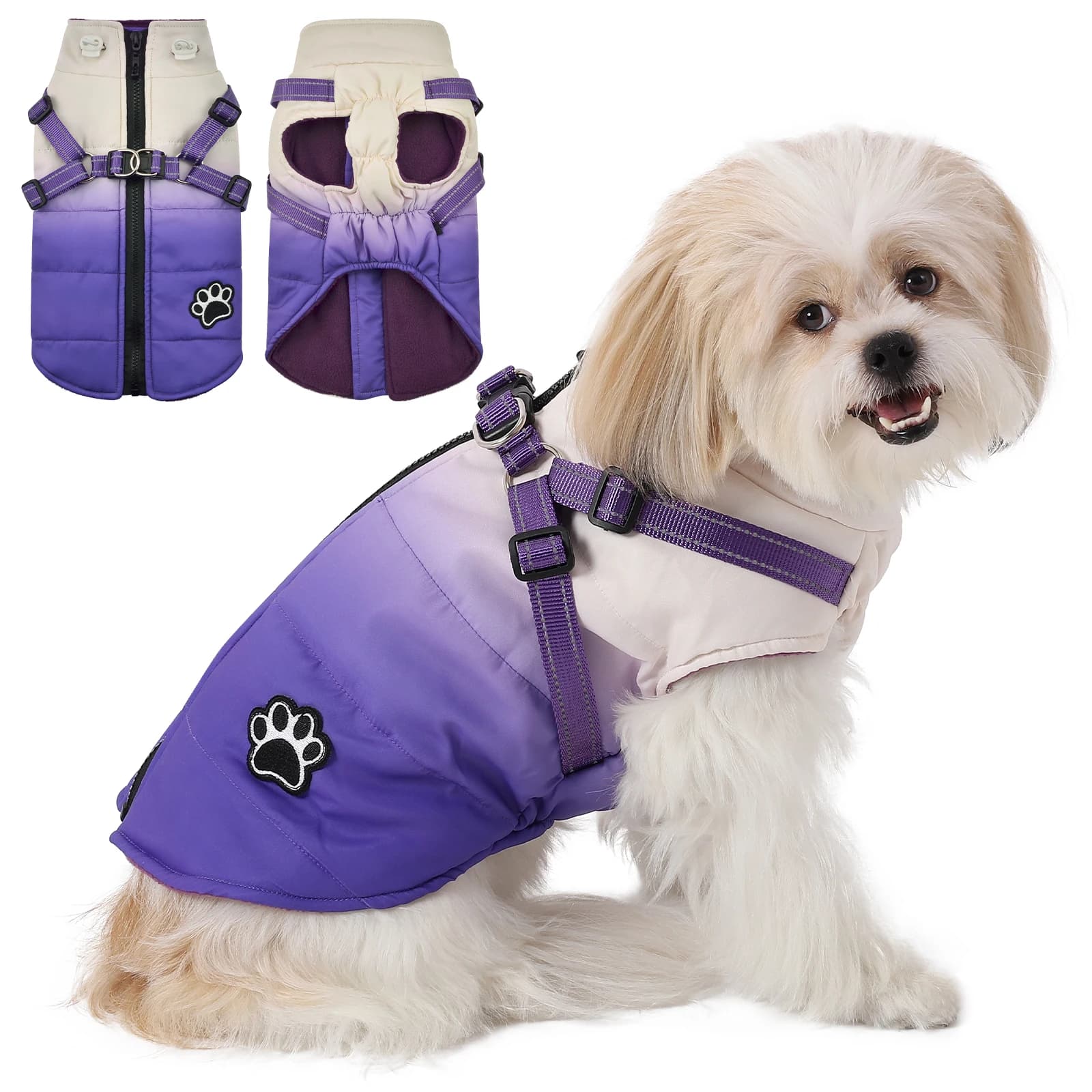Caldi vestiti per cani e gatti Chihuahua Inverno Cani di piccola taglia Cappotto per cuccioli Giacca in cotone spesso per animali domestici con cerniera Abiti con imbracatura