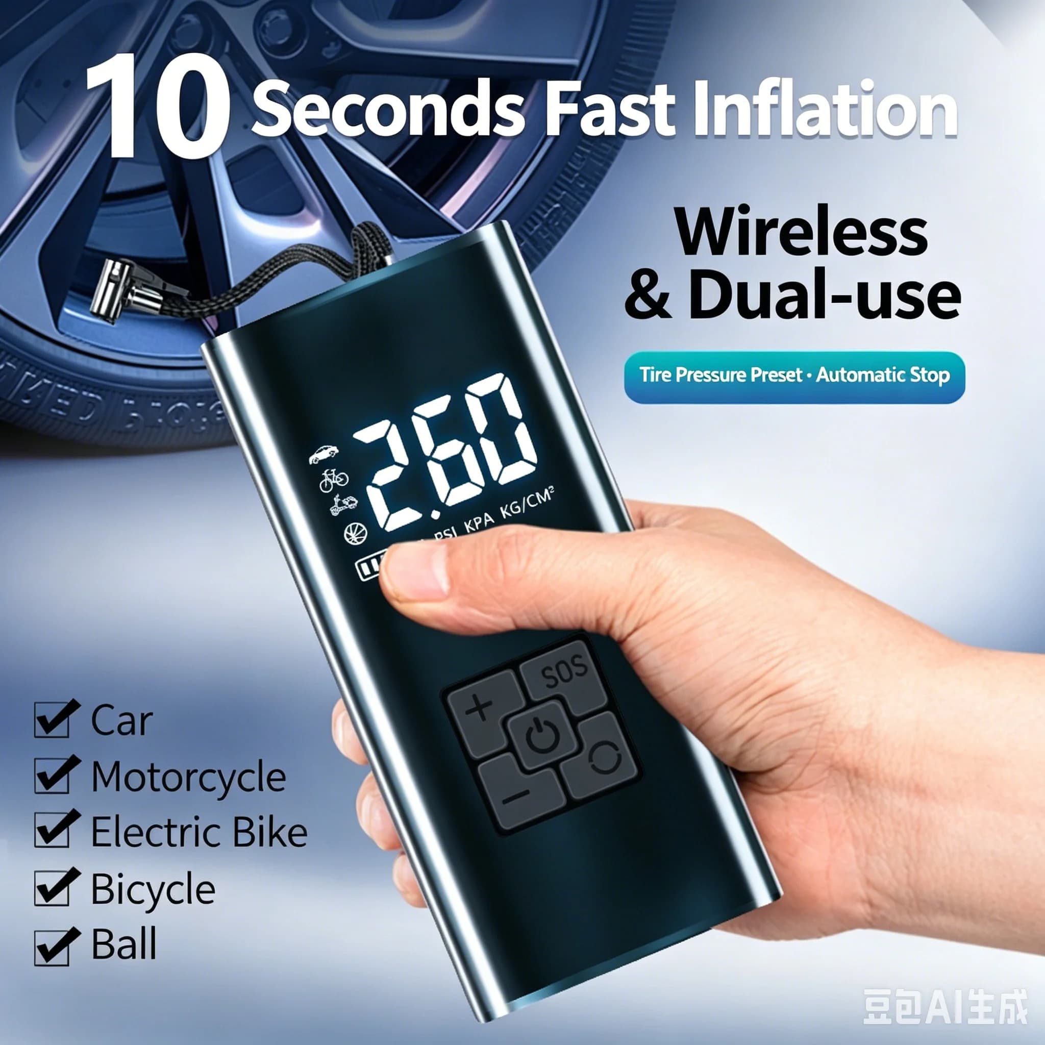Portable Tire Inflator Rechargeable Electric Inflator For Car Bicycle Digital Air Compressor Football Ball Inflator Pump
