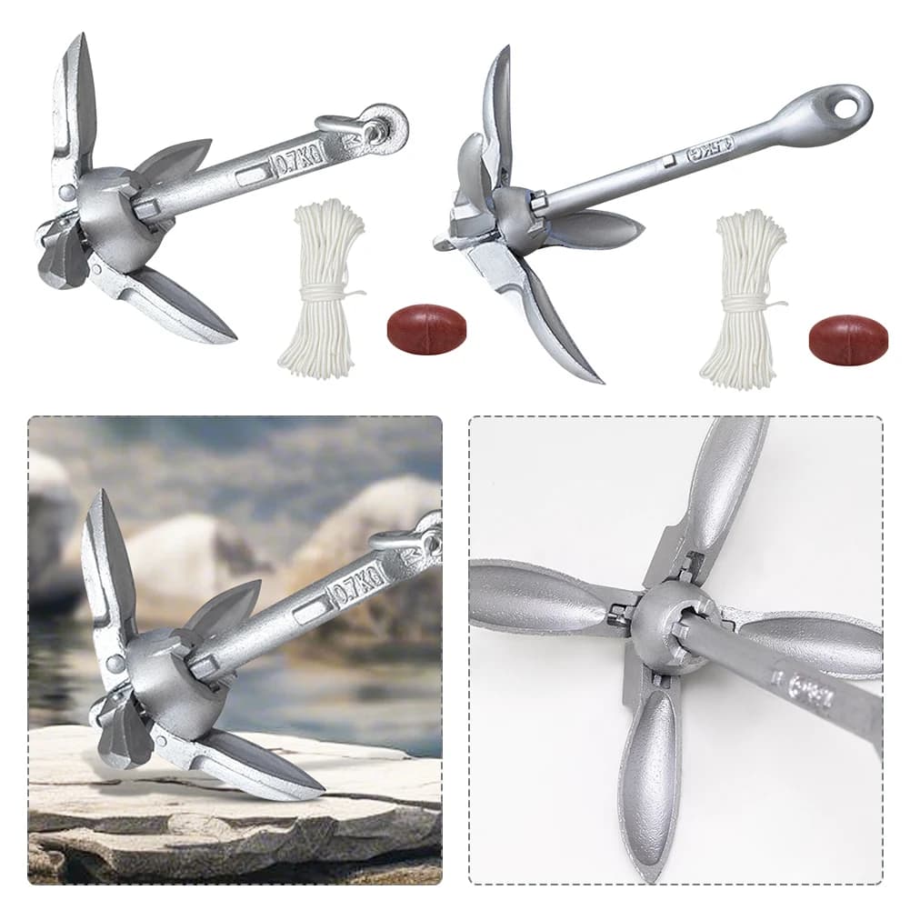 Collapsible Boat Anchor Carbon Steel Sturdy Grapnel Anchor with 65ft Marine Rope and Buoy Kayak Anchor for SUP Canoes Watercraft