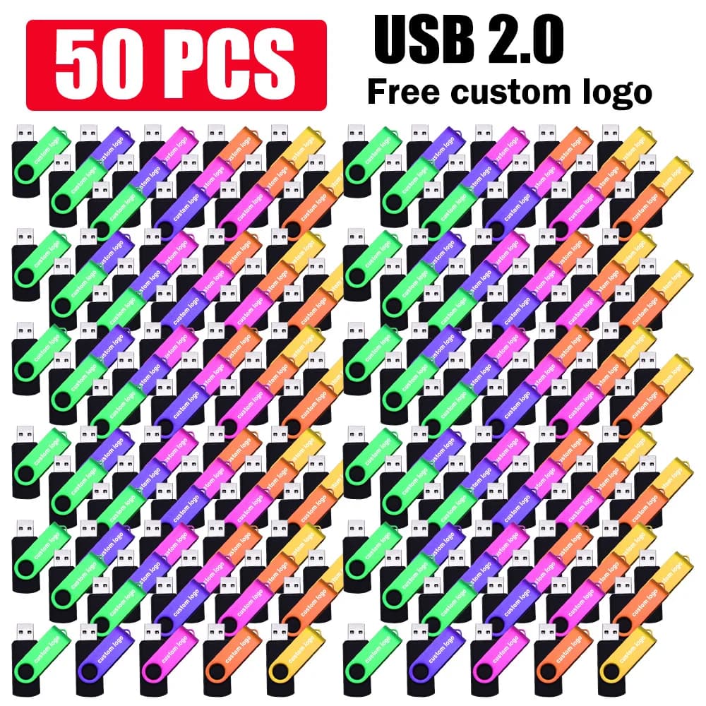 50 pz/lotto Chiavetta USB 2.0 da 1GB 2GB 4GB 8GB 16GB 32GB 64GB 128GB, Regalo aziendale, Pendrive con logo personalizzabile gratuito