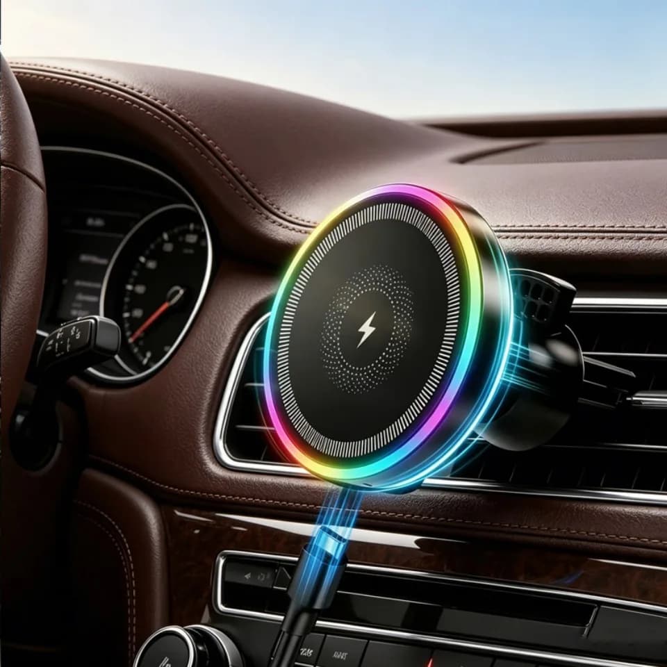 Caricabatterie Magnetico per Auto 15W Ricarica Rapida Supporto Telefono per Bocchetta dell'Aria con Magnete Potente Rotazione a 360° ° Anello Magnetico Girevole per Telefoni MagSafe