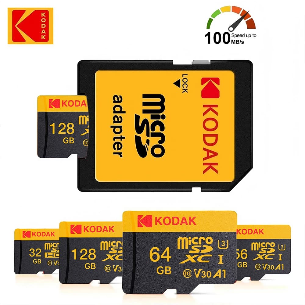 Kodak 256GB Scheda Micro SD Scheda di Memoria Classe 10 32GB 64GB 128GB U3 4K Ad Alta Velocità Cartao De Memoria Memoria Flash TF Mecard C10