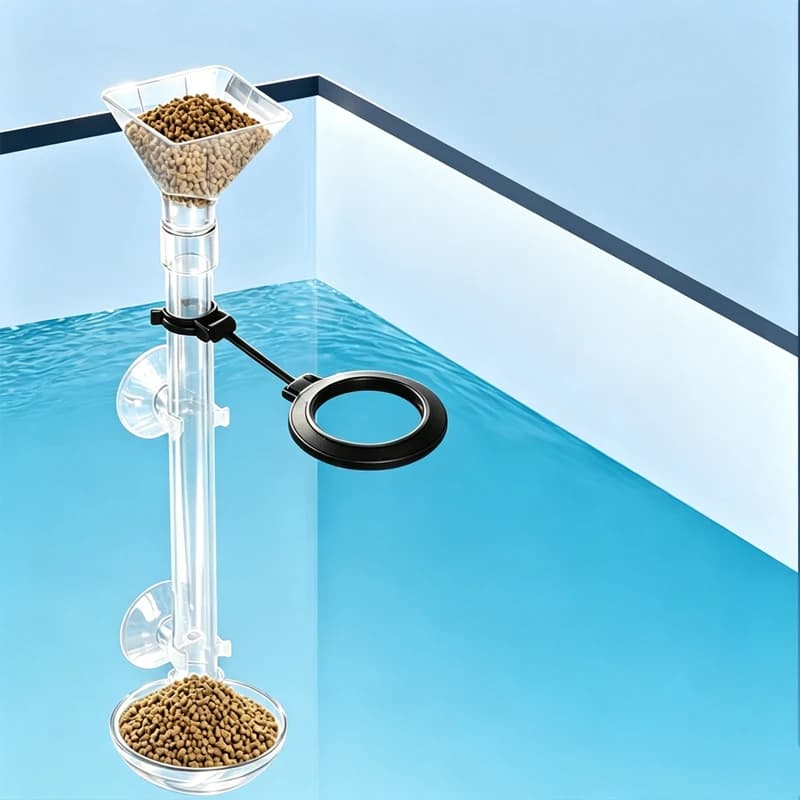 Acrylic Aquarium Fish Feeder Transparent Tube Telescopic Multifunctional Fish Tank Food Dispenser with Feeding Ring