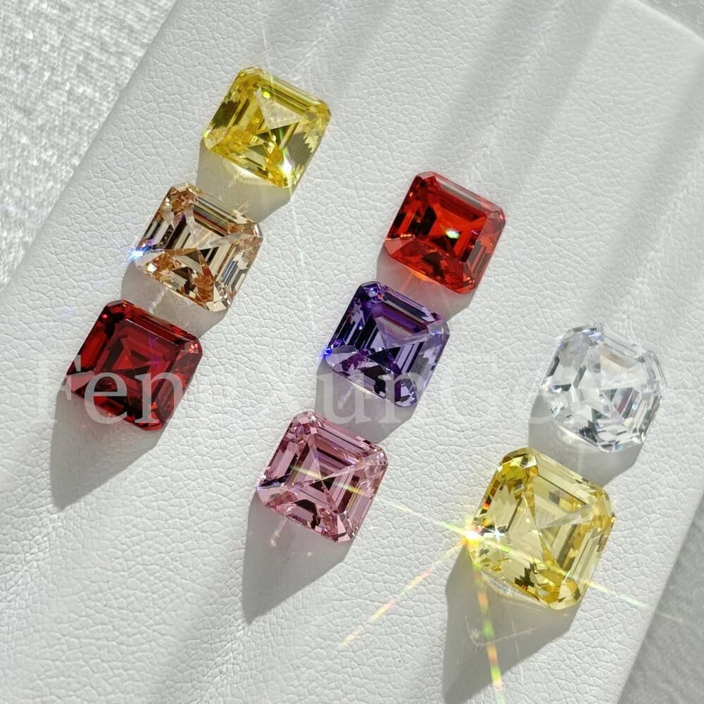 3 x3 ~ 12x12mm forma quadrata Asscher Cut Multicolor 5A sciolto Cubic Zirconia pietra gemme sintetiche zircone per gioielli