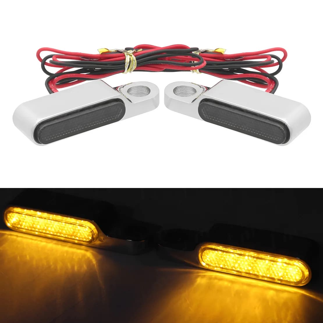2 pezzi 6 mini LED manubrio rubinetto forcella altalena indicatore di direzione lampeggiante luce ambrata adatta per moto scooter Dirt Bike