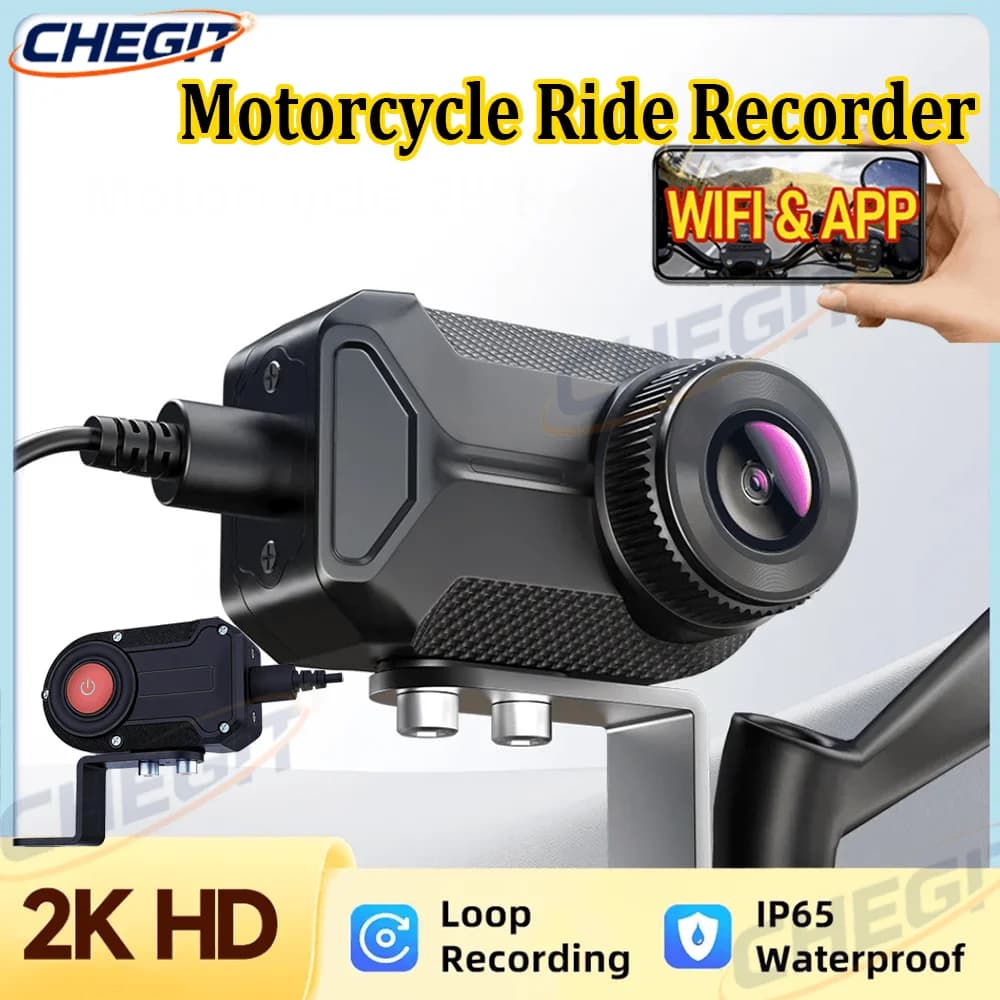 New DVR for Moto 2026 2K HD WiFi, Waterproof IP66, Loop registration, Camera with Angle 170 Degrees, HD Video Recorder, Dash Cam