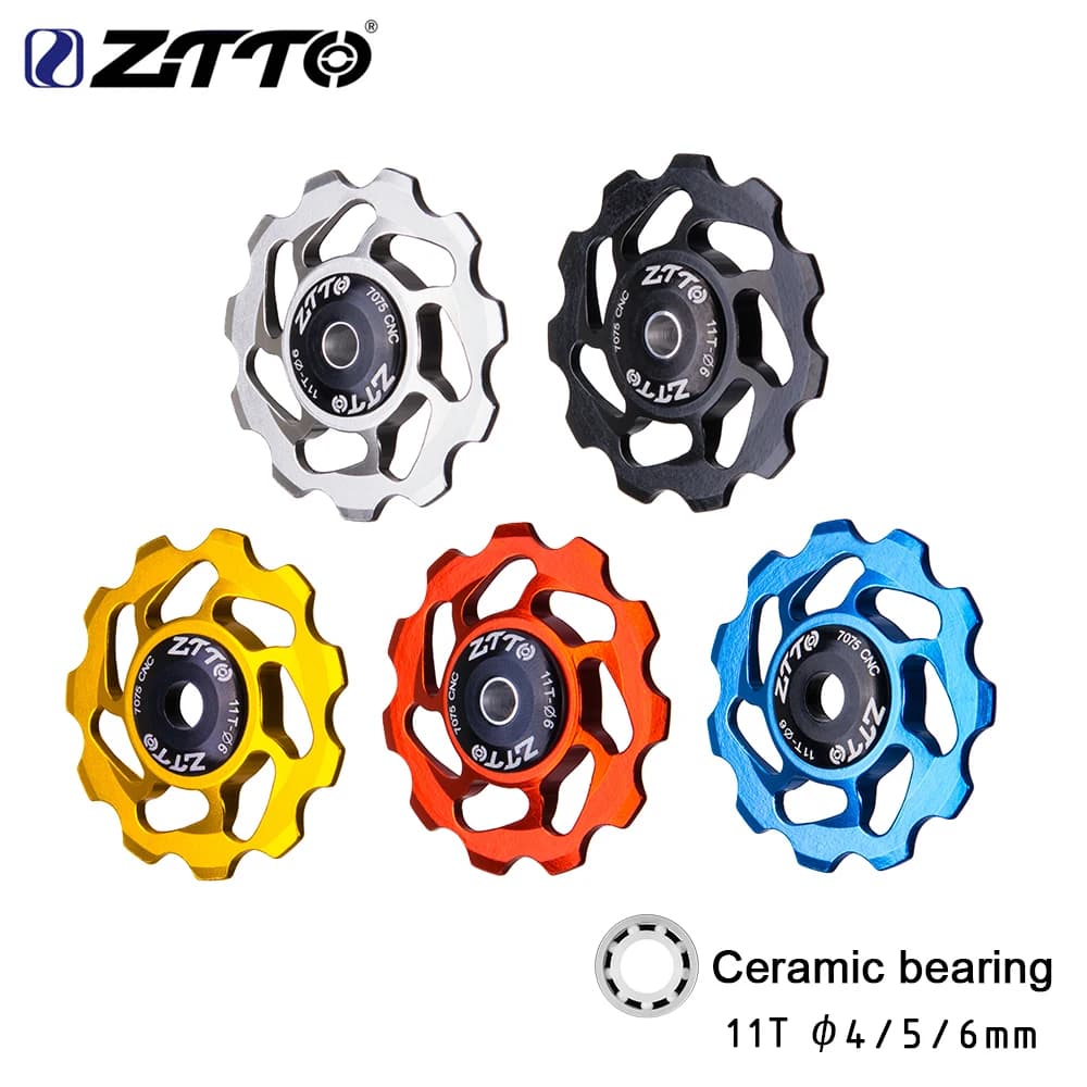 ZTTO 11T MTB Deragliatore Posteriore Della Bicicletta Jockey Ruota Cuscinetto In Ceramica Puleggia AL7075 CNC Bici Da Strada Rullo Guida Tenditore 4mm 5mm 6mm