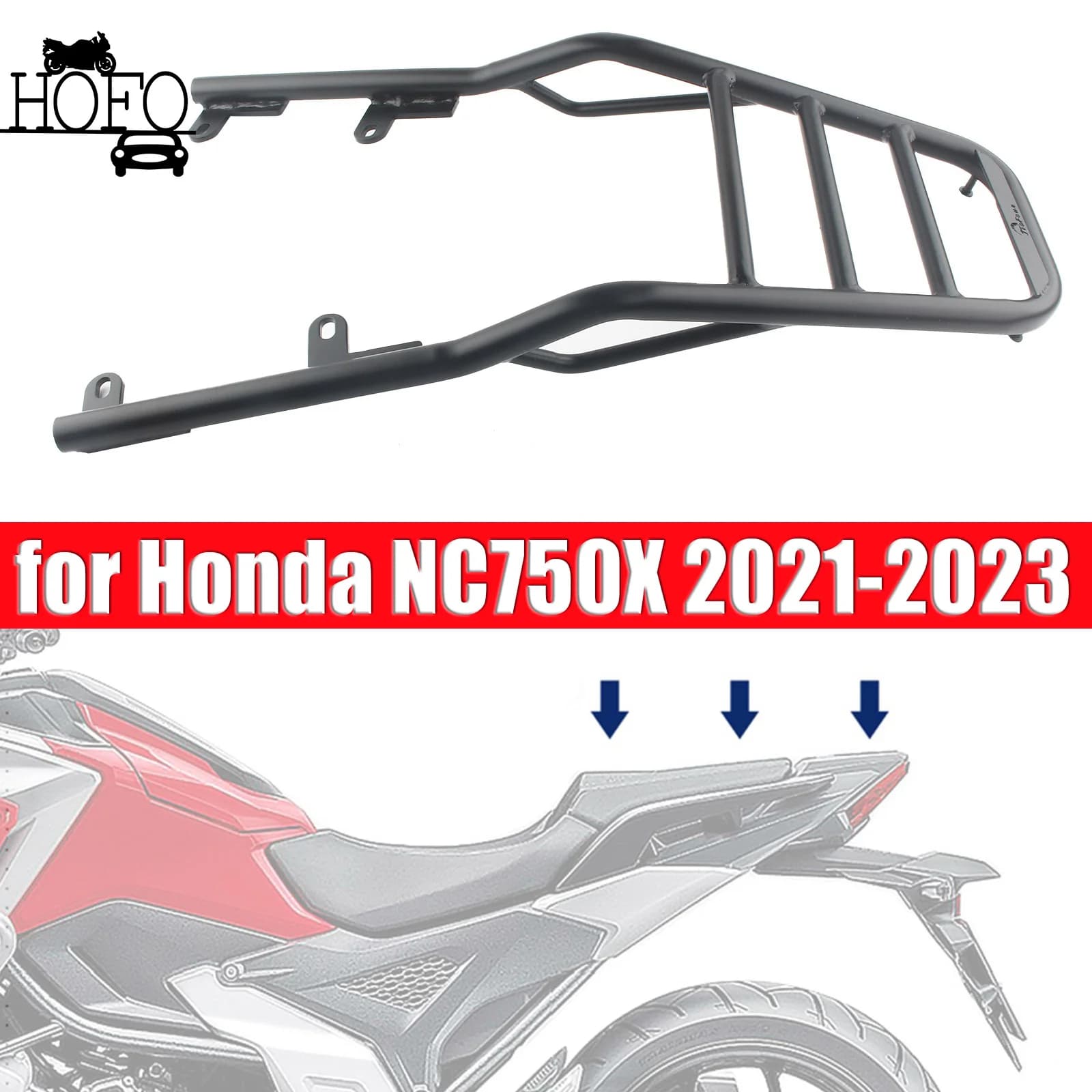 Tube Rear Luggage Rack - BLK For Honda NC750 X NC750X NC 750 X 2021 2022 2023