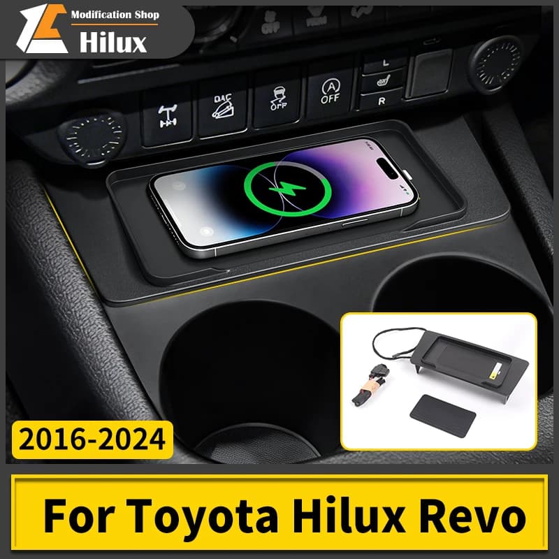 Modulo di ricarica wireless per cellulare con rilevamento automatico per Toyota Hilux Revo 2016-2024, ricambi per modifica del controllo centrale