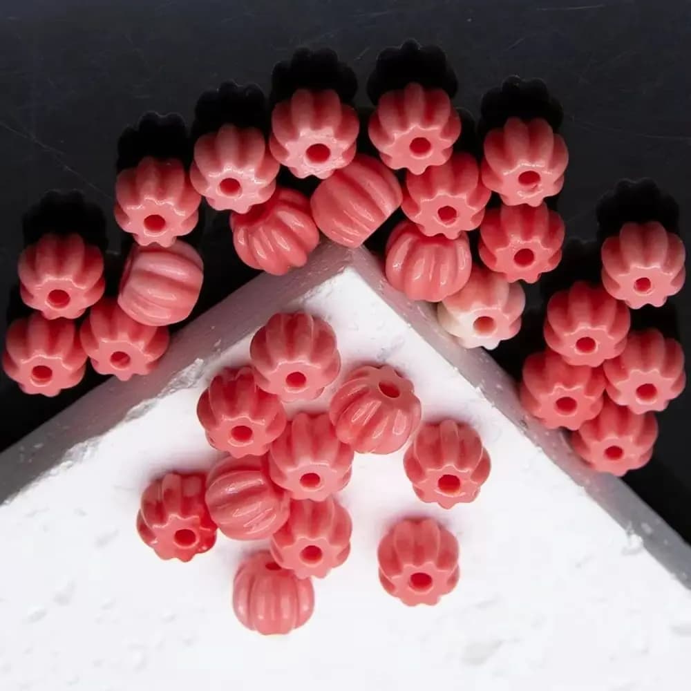 Graziose Perline in Resina a Forma di Zucca Rossa, 10 Pezzi/Confezione, 7x8mm, per Creazione di Gioielli Fai-da-Te, Collane, Bracciali, Orecchini, Gioielli per Bambini