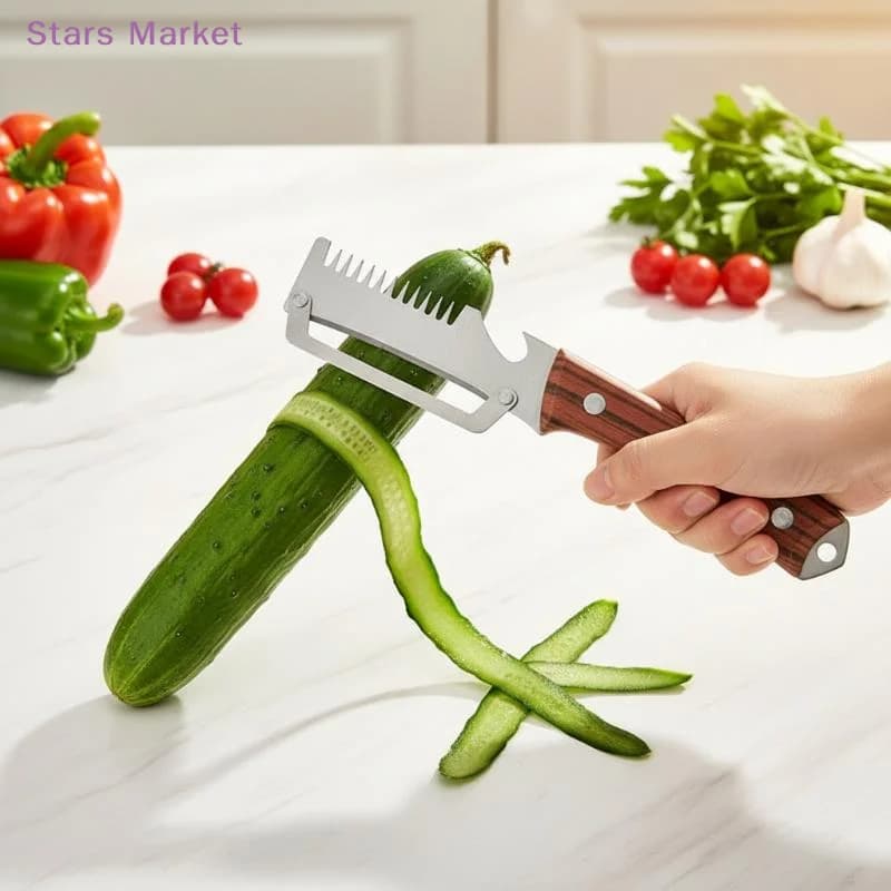 New 3-in-1 Serrated Peeling Knife Premium Vegetable Peeler With Scallion Shredder And Bottle Opener Kitchen Tool