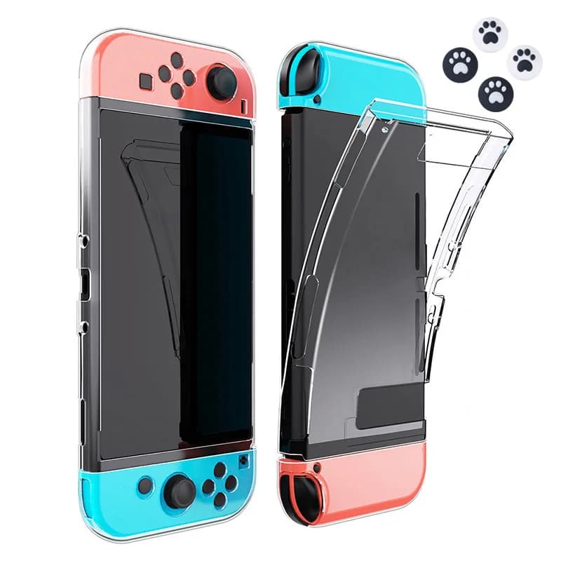Transparent TPU Soft Protective Case Cover for Switch NS Console w/ Free Thumb Stick Grips Cap Game Accessories Accessories