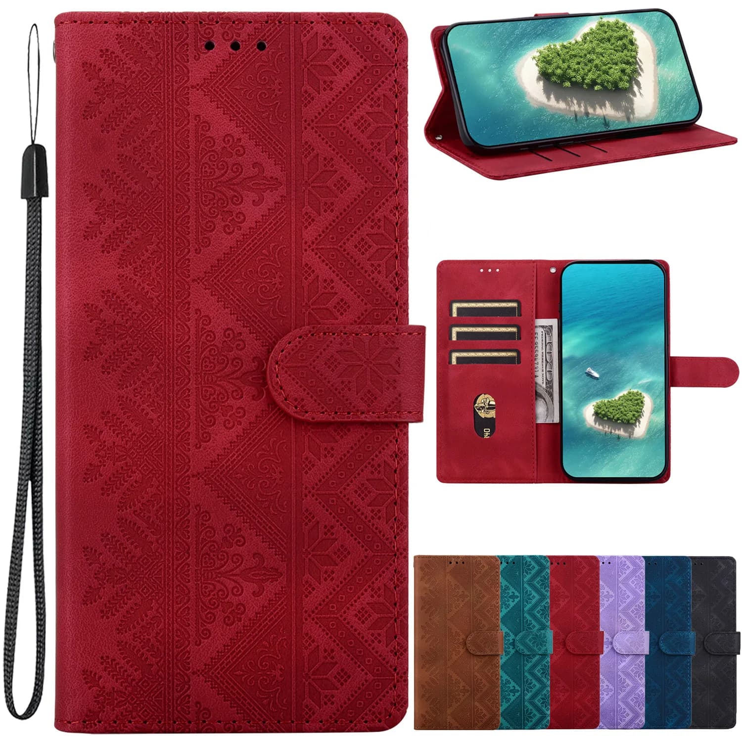 Leather Phone Case For Samsung Galaxy A07 A06 A05 A05S A04E A01 A04 A03 Core A3 A5 A9 A8 2017 2018 A6 PlusCard Slot Wallet Cover