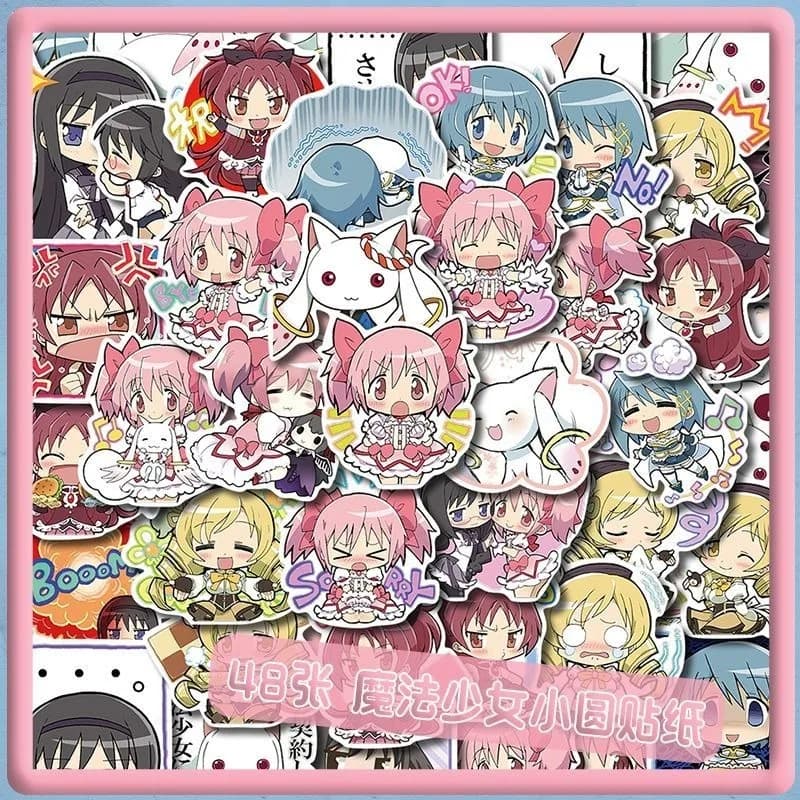 48 Adesivi Cartoon Puella Magi Madoka Magica - Adesivi Decorativi Fai-da-te Carini di Alta Qualità per Quaderni, Regalo 2026