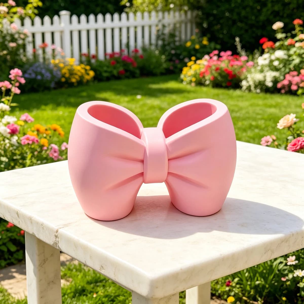 Portaspazzolino a Forma di Fiocco Rosa Carino, Organizer da Bagno a Doppio Scomparto per Dentifricio, Pennelli da Trucco e Accessori da Bagno