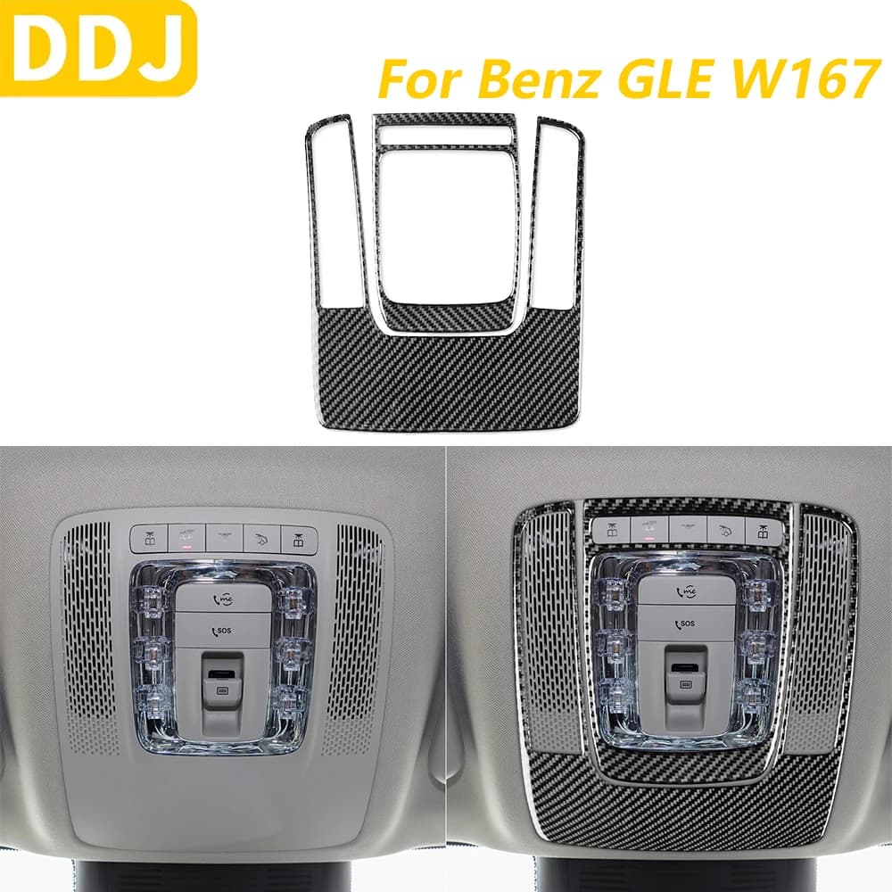 For Mercedes-Benz W167 GLE 300 350 400 450 2019-2024 Car Accessories Carbon Fiber Roof Light Lamp Cover Set Trim Sticker