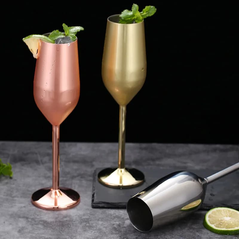 Flauto da champagne in acciaio creativo Bar Cocktail di ghiaccio Vino Bicchiere da champagne 200-260 ml