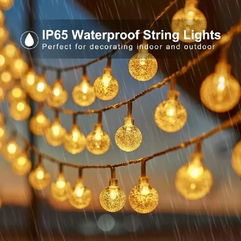 Lucine a LED con sfera di cristallo solare, luci a stringa a 8 modalità, lampada decorativa impermeabile per esterni per giardino, patio, balcone, campeggio