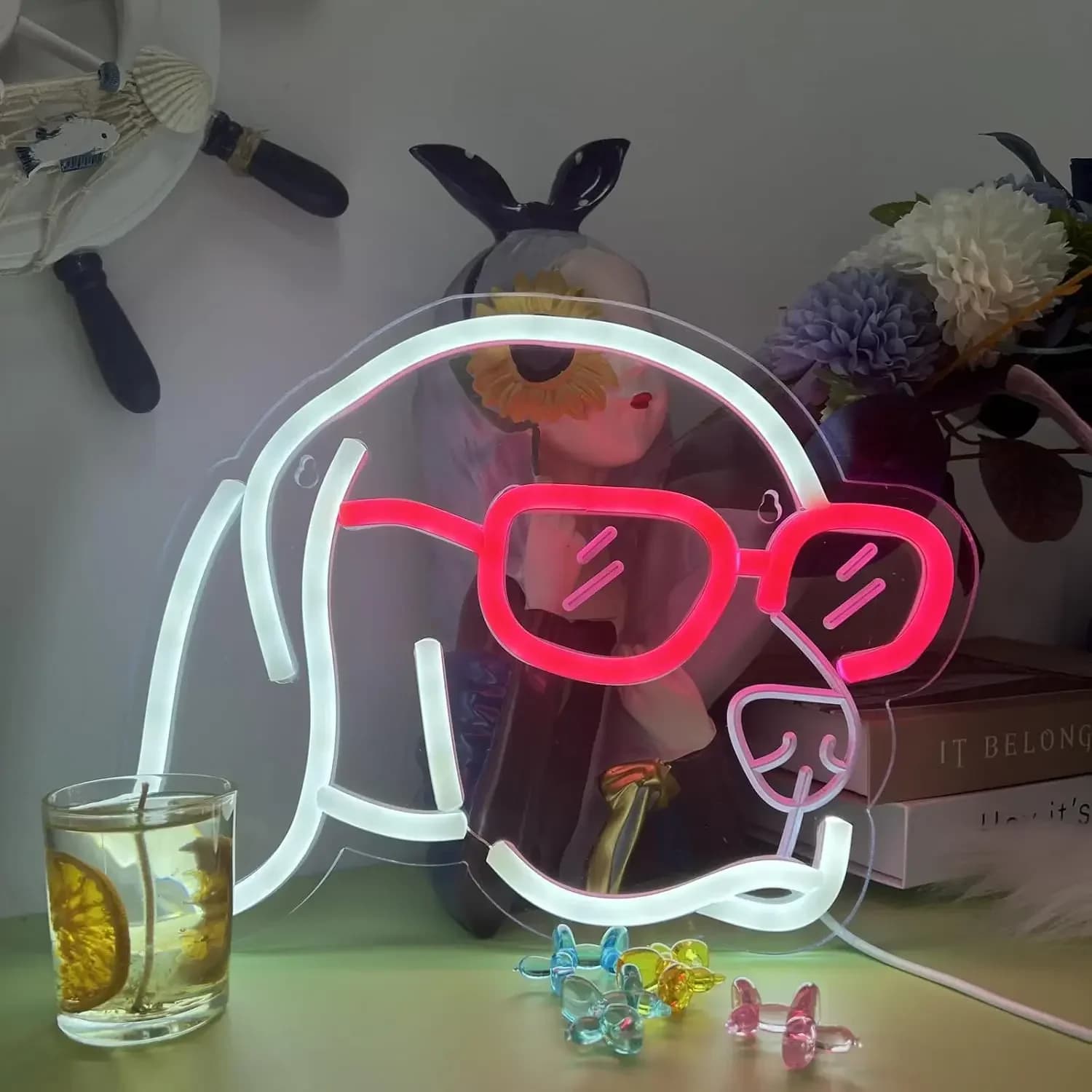 Cool Husky Neon Sign USB Dimmerabile LED Neon Light Sign Decorazione di arte della parete per sala da gioco Camera da letto Negozio di animali Bar Festa Regalo di compleanno