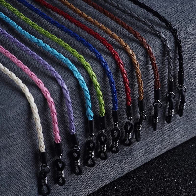 Catenella per Occhiali in Pelle Intrecciata Spessa, Cordino per Occhiali Sportivi Antiscivolo, Accessori per Occhiali da Esterno