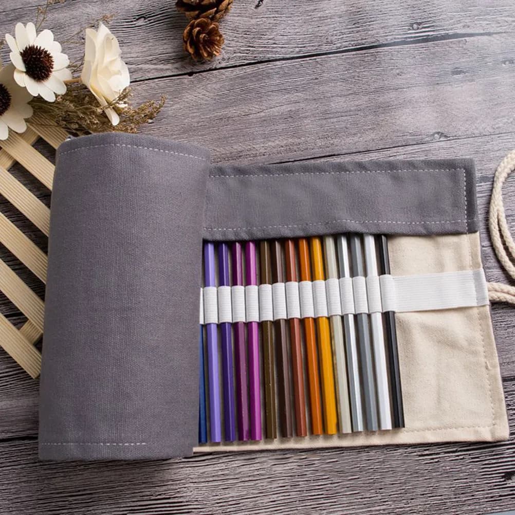 Astuccio Arrotolabile in Tela per 36 Matite, Pennarelli e Pennelli, Organizzatore Portatile per Kit da Disegno, Regalo per Artisti e Studenti