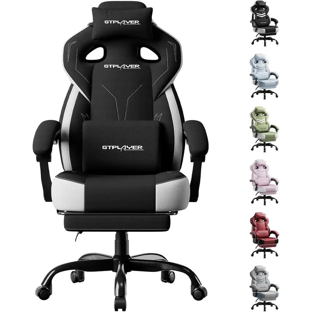 Sedia da Gaming Ergonomica per Persone di Statura Alta con Poggiapiedi, Supporto Lombare e Regolazione 90-155° ° Sedia reclinabile per un uso confortevole in ufficio, resistente e robusta