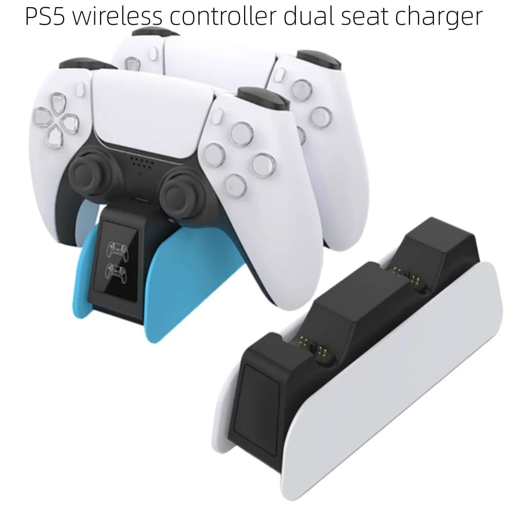 Stazione di ricarica per controller PS5, caricatore doppio rapido con indicatore LED, base di ricarica, accessori per PS5