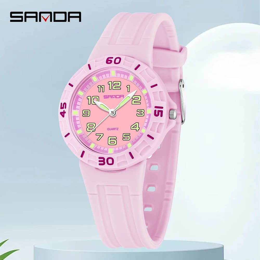 SANDA 6386 Orologio al Quarzo per Studenti, Impermeabile 50m, Luminoso, Resistente, Sportivo, per Uomo e Donna, Semplice ed Elegante
