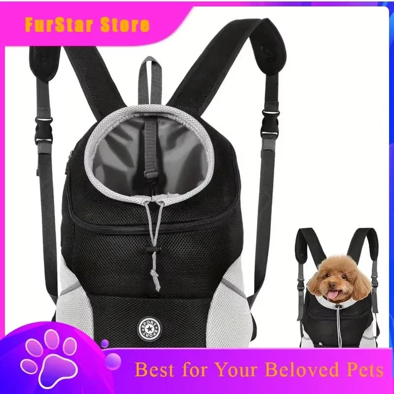 FurstarNew Dog Pet Backpack Comfortable Carrier Travel Hiking Bag Front Pack Breathable Adjustable Straps For Small Medium Dogs