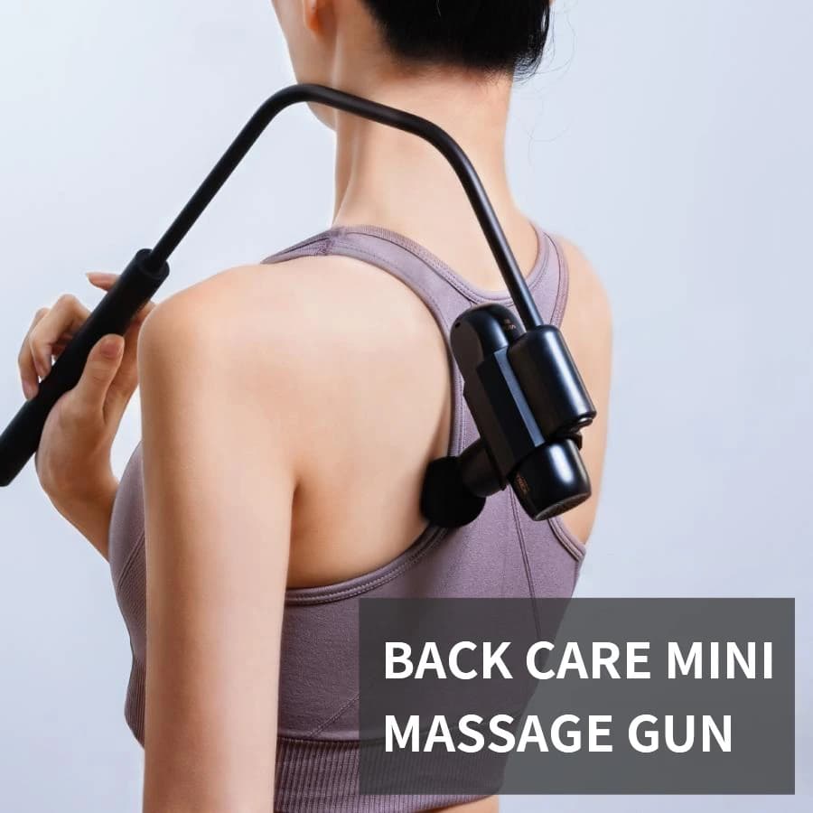 Portable Rechargeable Electric Small-sized Back Massage Gun With Detachable Extension Handle To Relieve Body Pain.