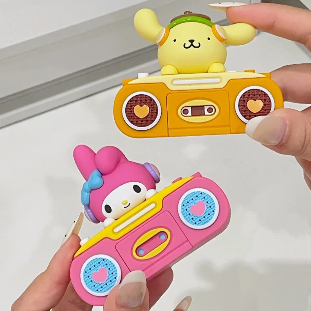 In Stock Hellokitty Retro Tape Recorder Blind Box Talking Collectible Figure Desktop Ornament Cute Gift For Anime Fans Kids