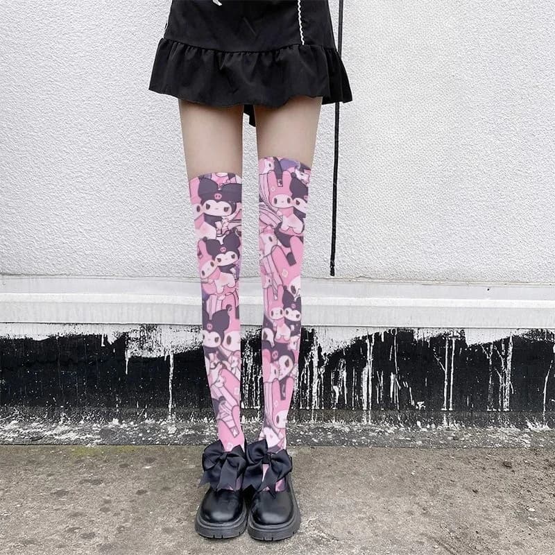 Kawaii Cartoon Pattern Long Socks Stockings Trendy Cute Anime Girls Japanese Style School Non-Slip Lolita Knee High Sock Gifts