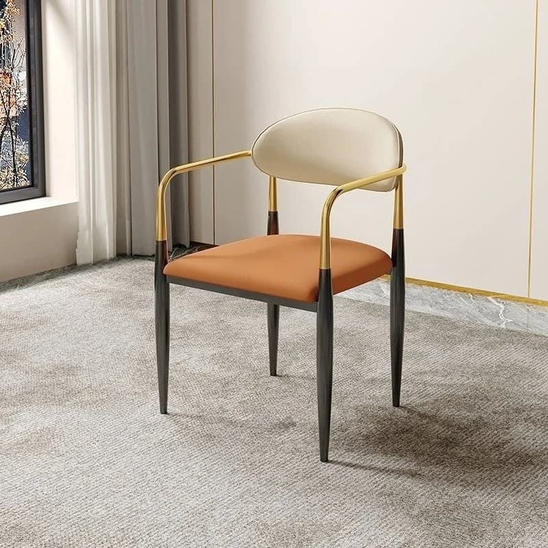 Sedia da Pranzo Moderna con Gambe in Metallo Dorato - Rivestimento in Pelle PU, Schienale Ergonomico, per Casa, Cucina, Ufficio e Reception