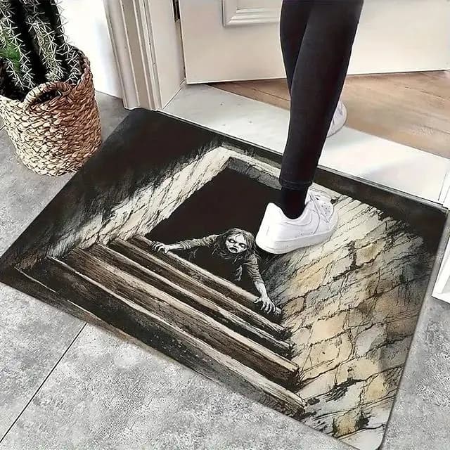 Tappeto stampato 2D Stone Hole Vortex Deep Well, tappetino decorativo per soggiorno, camera da letto, ingresso