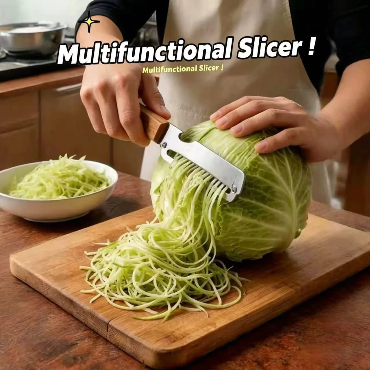 Pelapatate 3 in 1 in acciaio inossidabile con manico in legno e apribottiglie, utensile da cucina