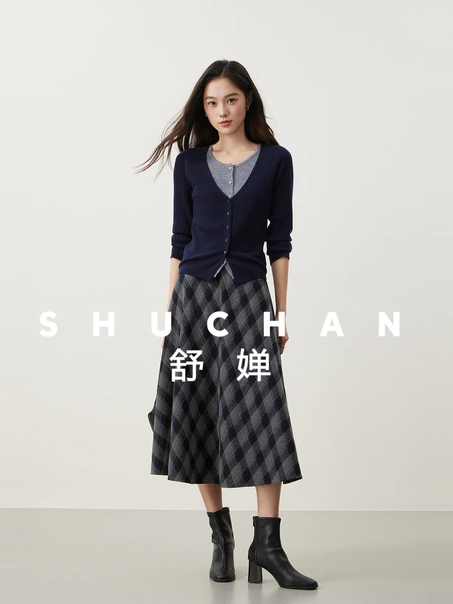 Gonna a Ombrello a Vita Alta con Taglio Obliquo e Ampio Pendolo in Stile Plaid Britannico da Donna Faldas Mujer Moda 2026