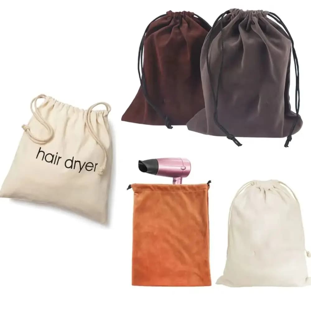 New Dustproof Hair Dryer Cloth Bag Drawstring Canvas Hair Diffuser Large Capacity Storage Bag