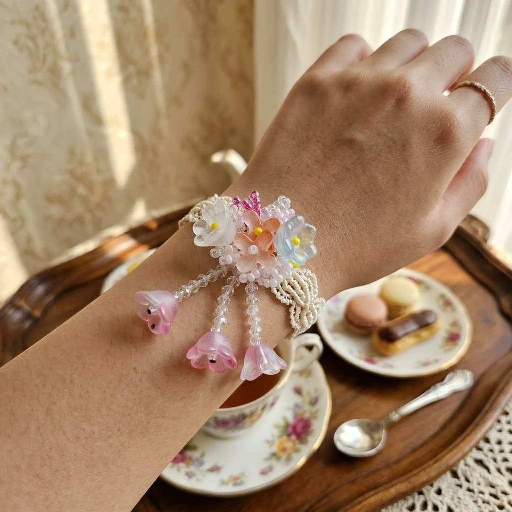 Resin Crystal Flower Tassel Pendant Beaded DIY Jewelry Making Accessory For Earrings, Necklace Crafts 1pc