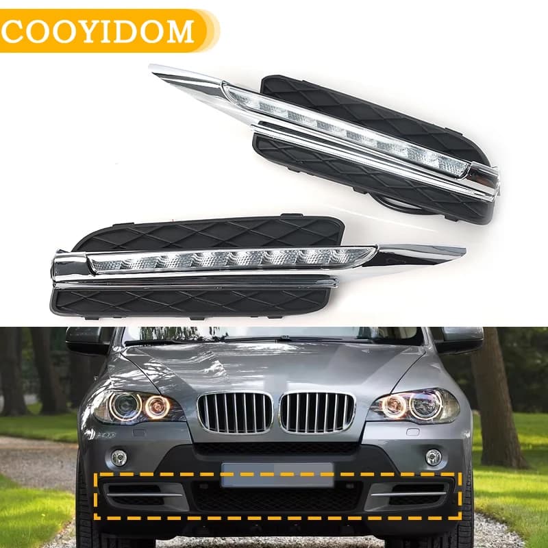 Paraurti anteriore a LED per auto DRL fendinebbia luce di marcia diurna copertura della luce di marcia diurna per BMW X5 E70 2007 2008 2009 2010 Car-Styling