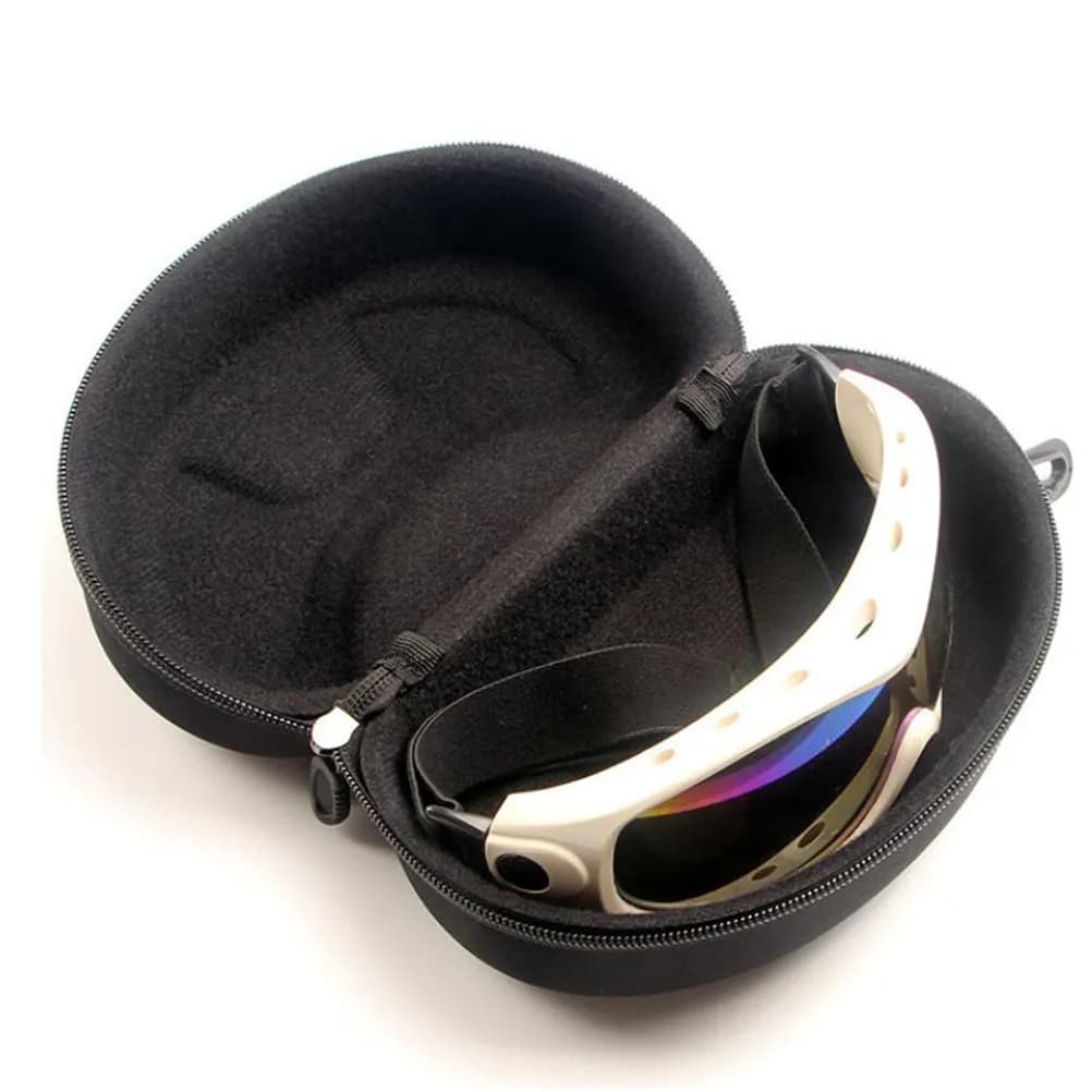 Custodia per Occhiali da Sci e Snowboard, Grande, in EVA Antiurto, Portatile con Cerniera, Nera, per Sport Invernali