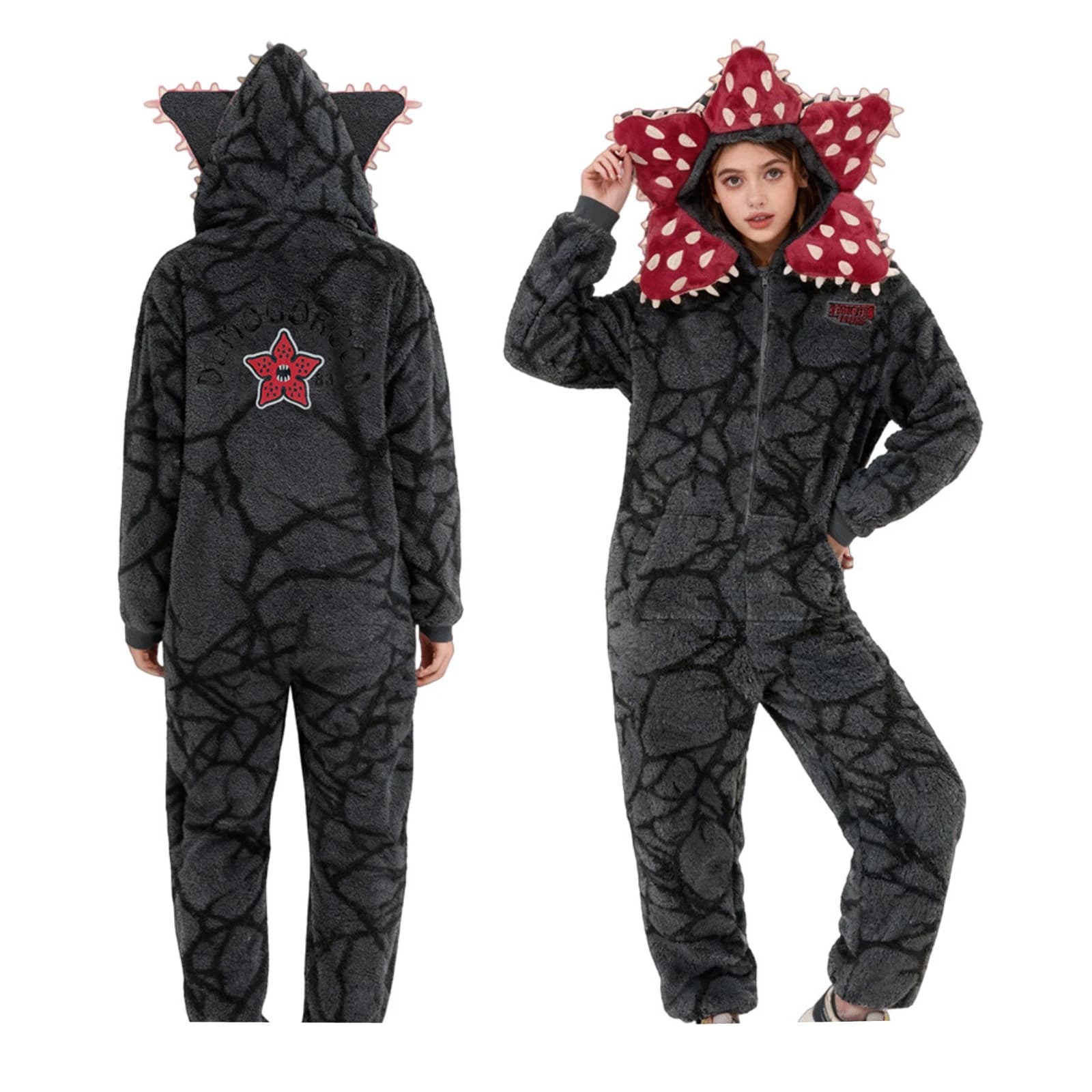 Per adulti Bambini Demogorgon Pigiama Costume Cosplay Flanella Tutina Per Le Ragazze Dei Ragazzi Morbido Stranger Natale Accogliente Vacanza Notte Tuta