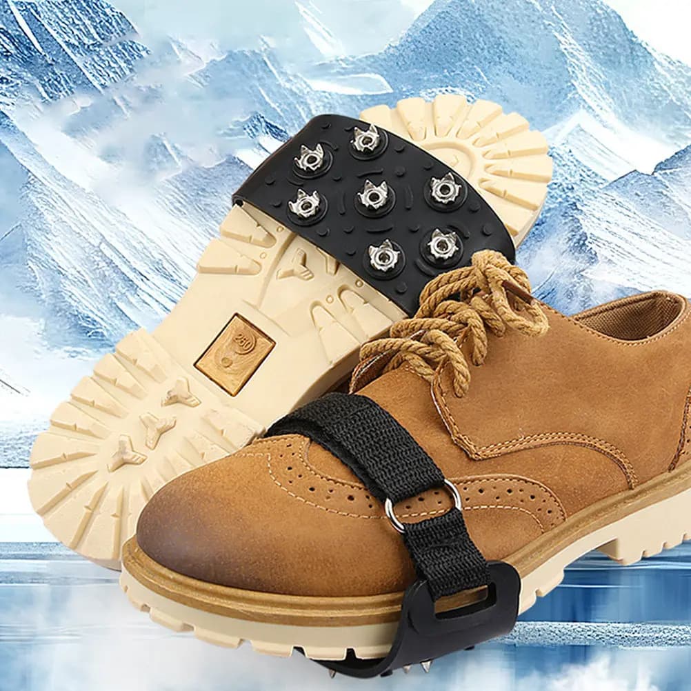 1 Paio di Copriscarpe Antiscivolo per Esterni, Ghiere per Scarpe da Neve, Punte di Trazione per Scarponi da Arrampicata, Escursionismo e Pesca