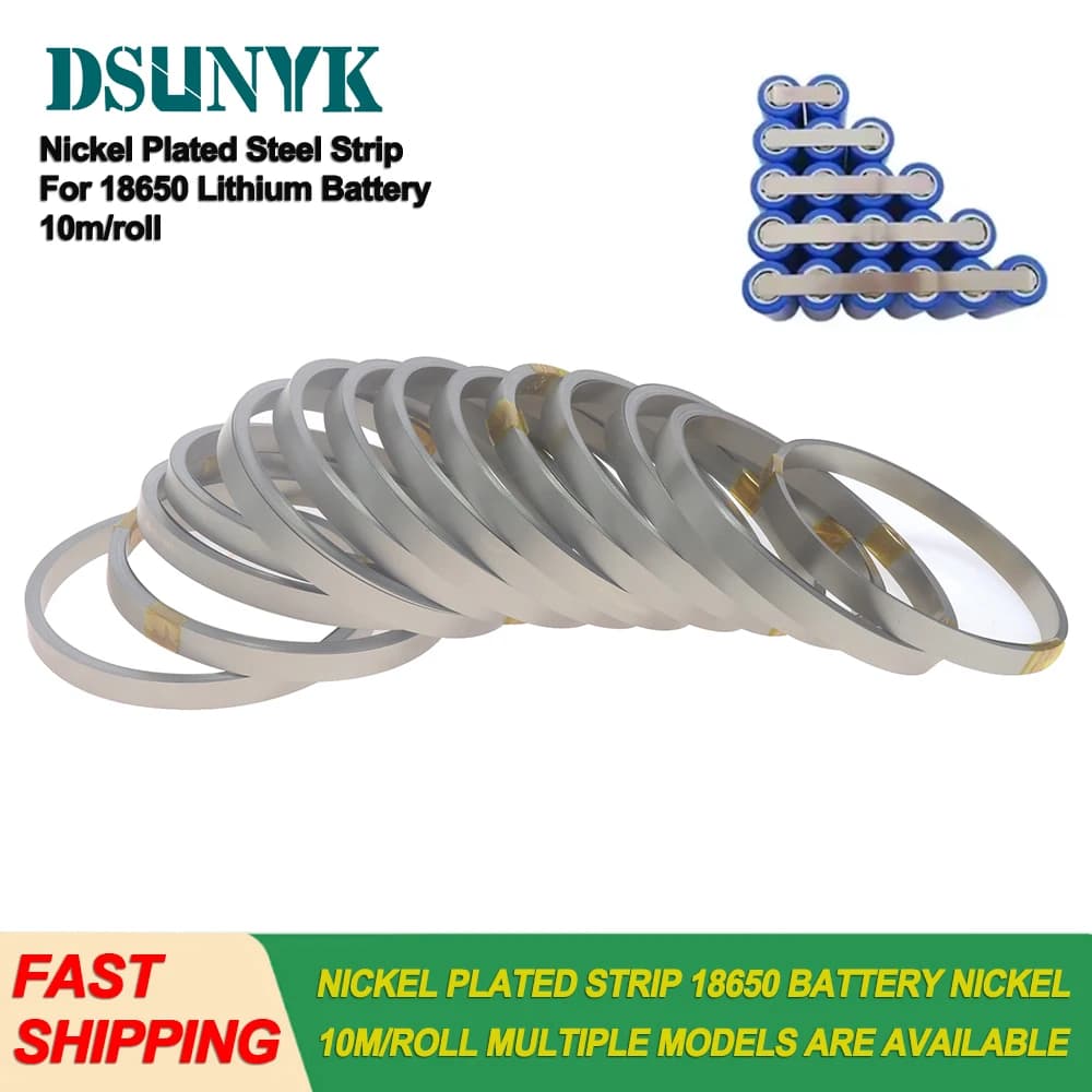 1 Roll 10m 18650 Lithium Ion Battery Nickel Plated Nickel Plated Steel Belt Nickel Plated Connector Dot Welder Battery Welders