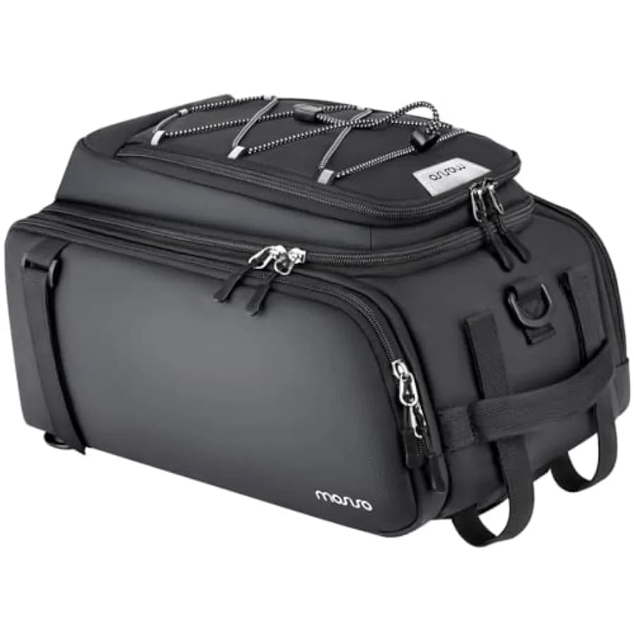 Bike Rack Bag with Rain Cover 15L Waterproof Bike Ebike Rear Bags Bicycle Trunk Bag Convertible to Backpack Cycling Handbag wit