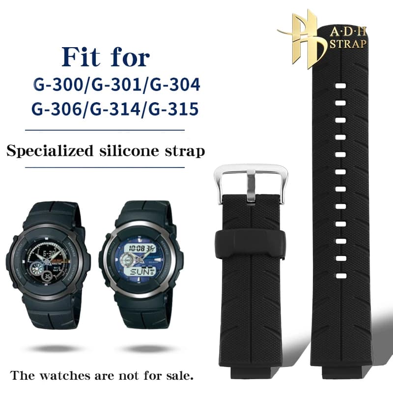 Accessori per cinturini per orologi sportivi impermeabili in silicone per Casio G-shock Series G-300/301B/306X cinturino con fibbia ad ardiglione morbido