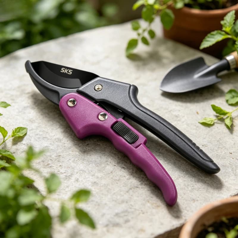 SK5 Gear Pruning Shears Portable Household Garden Scissors Gray Purple Handle Sharp Branch & Fruit Stem Trimming Tools