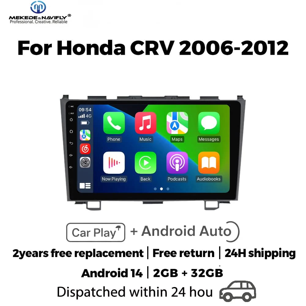 MEKEDE&NAVIFLY Autoradio Android 14 2din per Honda CR-V 3 RE CRV 2007-2011, Sistema Audio Centrale Intelligente con Carplay e Navigazione GPS