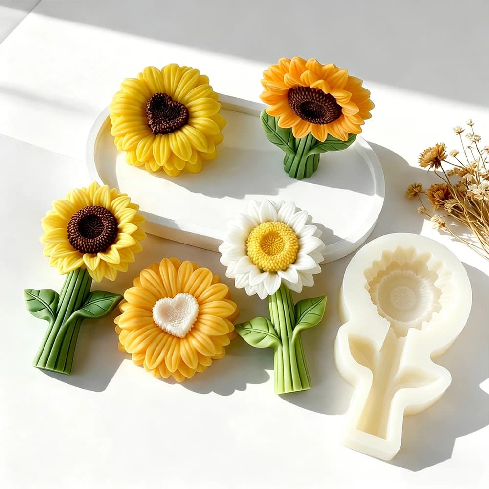 Stampo in silicone 3D a forma di girasole per aromaterapia, sapone epossidico, candele, strumenti fai da te per decorazioni, stampo per artigianato fatto a mano, decorazioni per la casa.