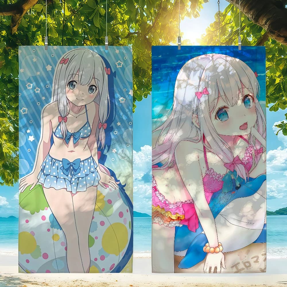 Cartoon E-Eromanga Sensei Towel Beach Shower Bath Travel Lightweight Skin Friendly for Pool Camping Cruise Summer
